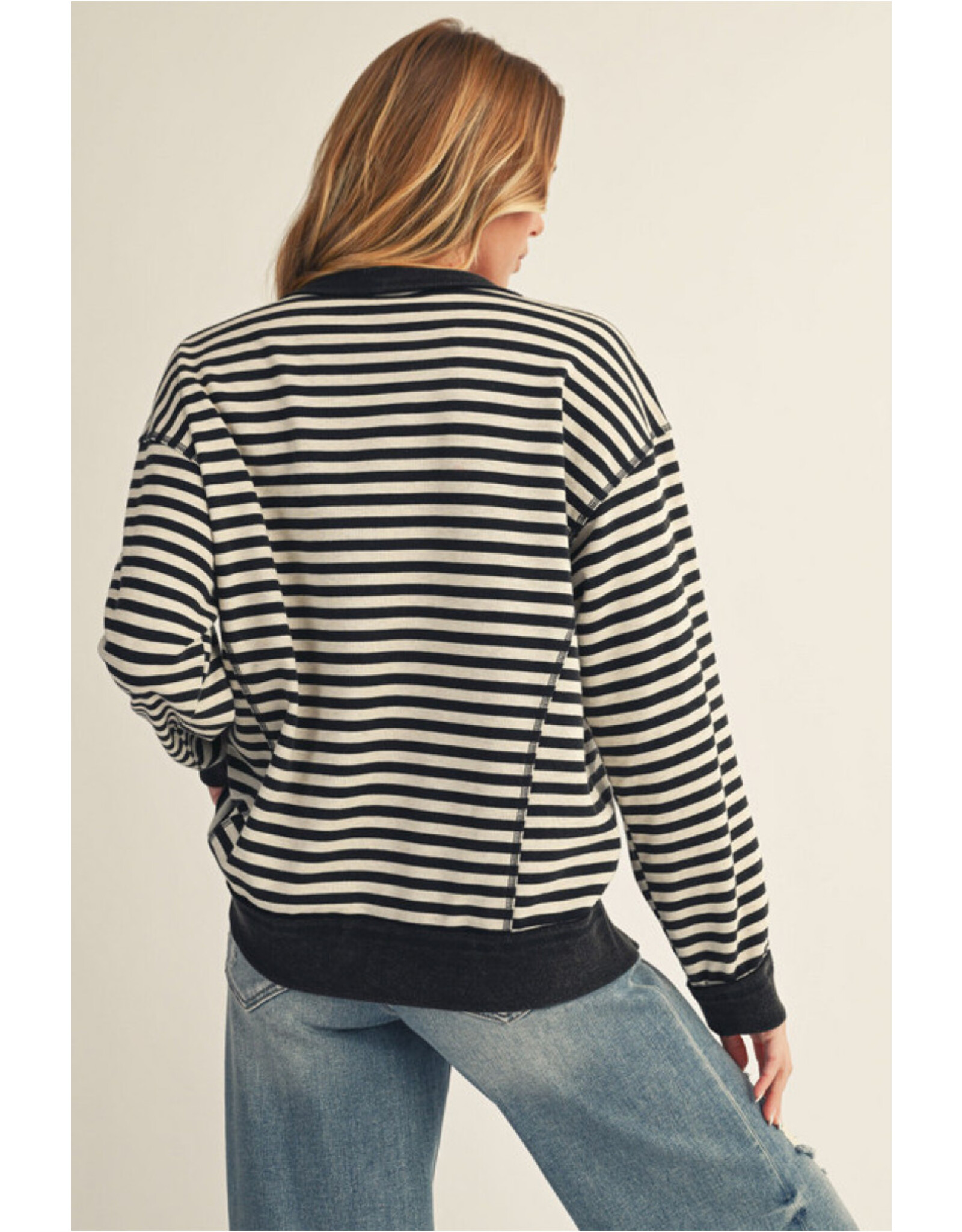 Diane Drop Shoulder Black Stripe Top