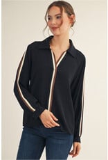 Skylar Stripe Trim Black Top