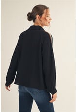 Skylar Stripe Trim Black Top