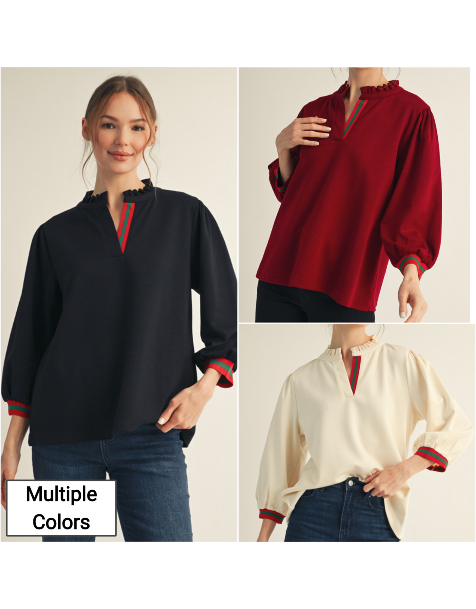 Guccish 3/4 Sleeves Solid Top
