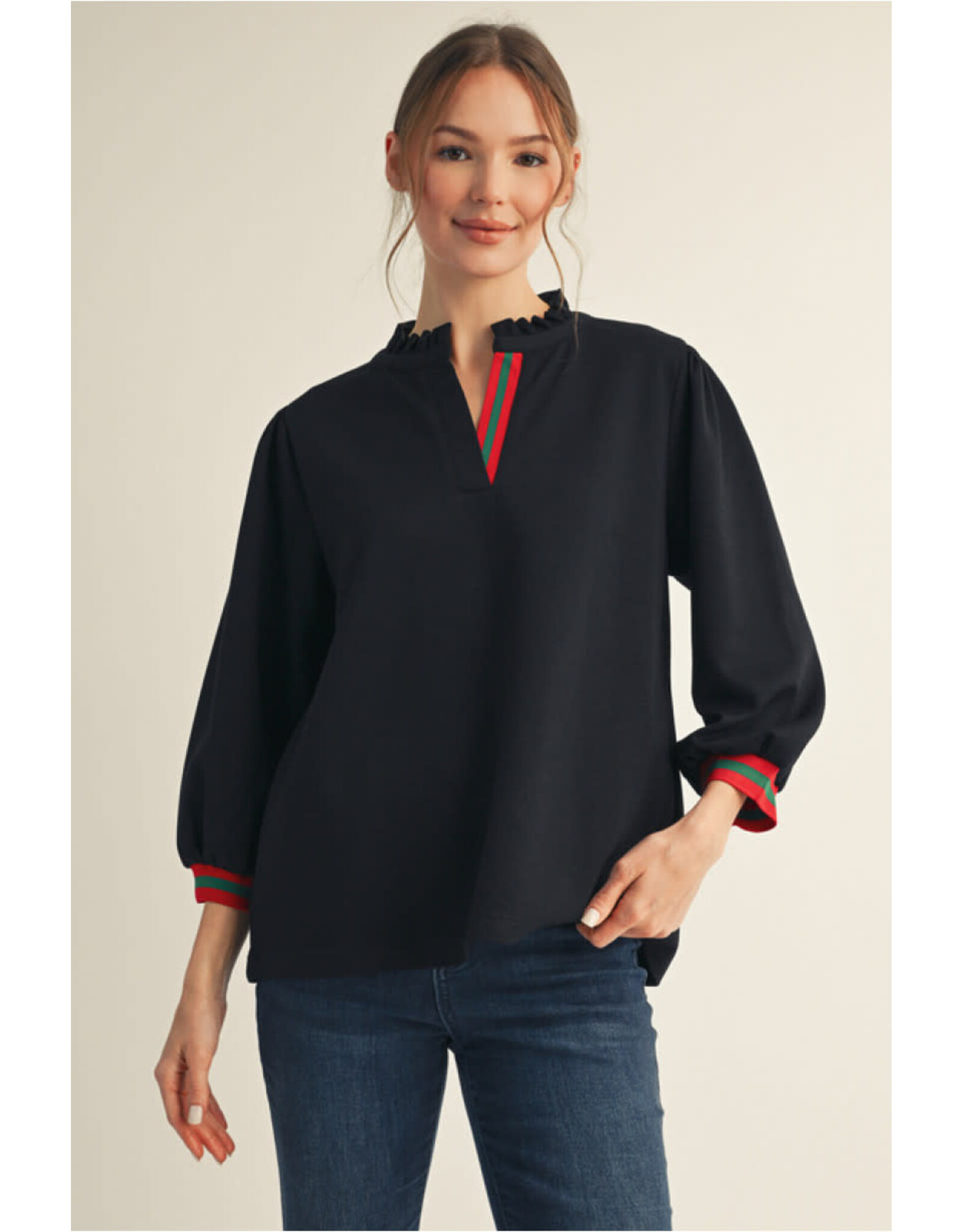 Guccish 3/4 Sleeves Solid Top