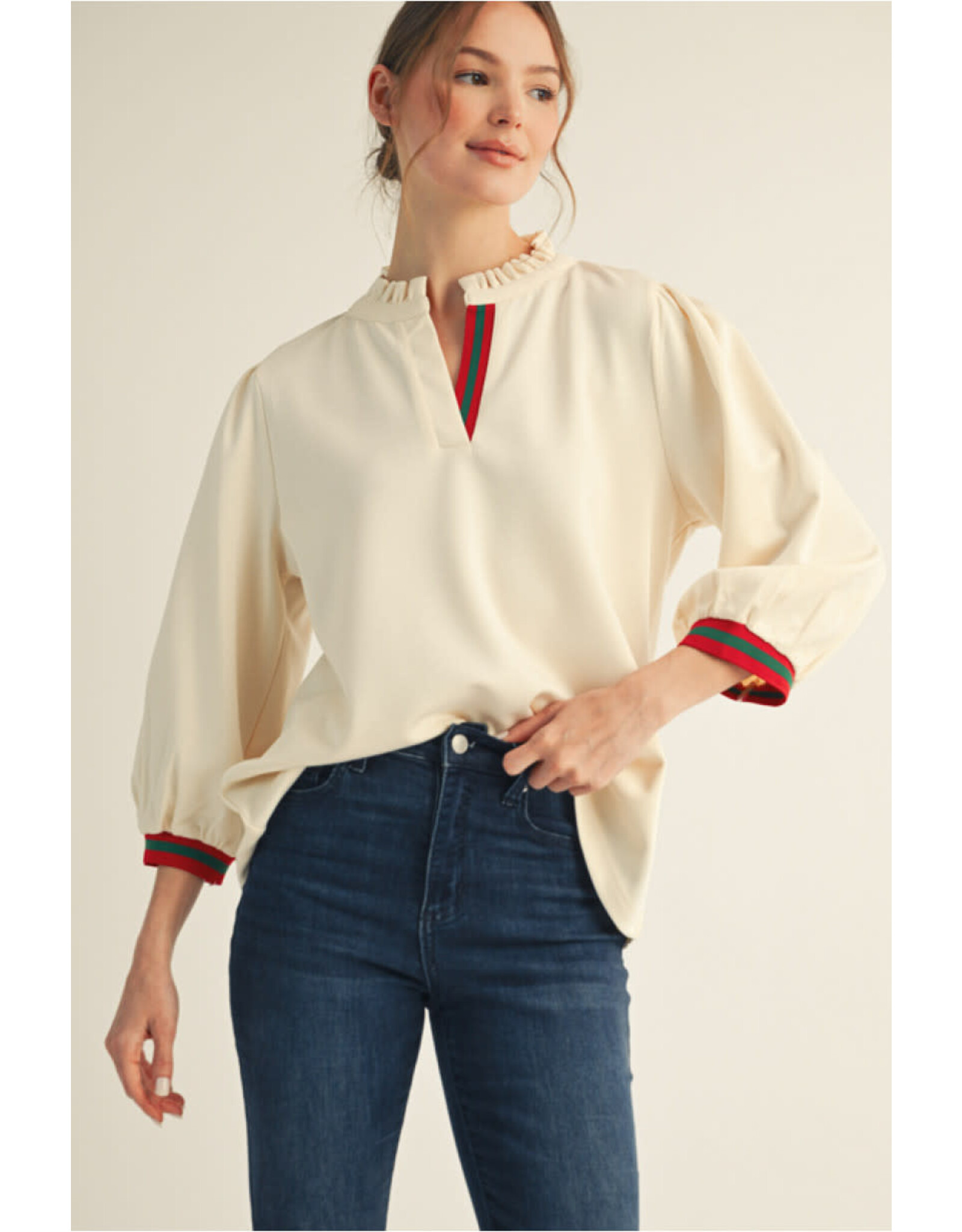 Guccish 3/4 Sleeves Solid Top
