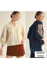 Silvana Embroidered Sleeve Top