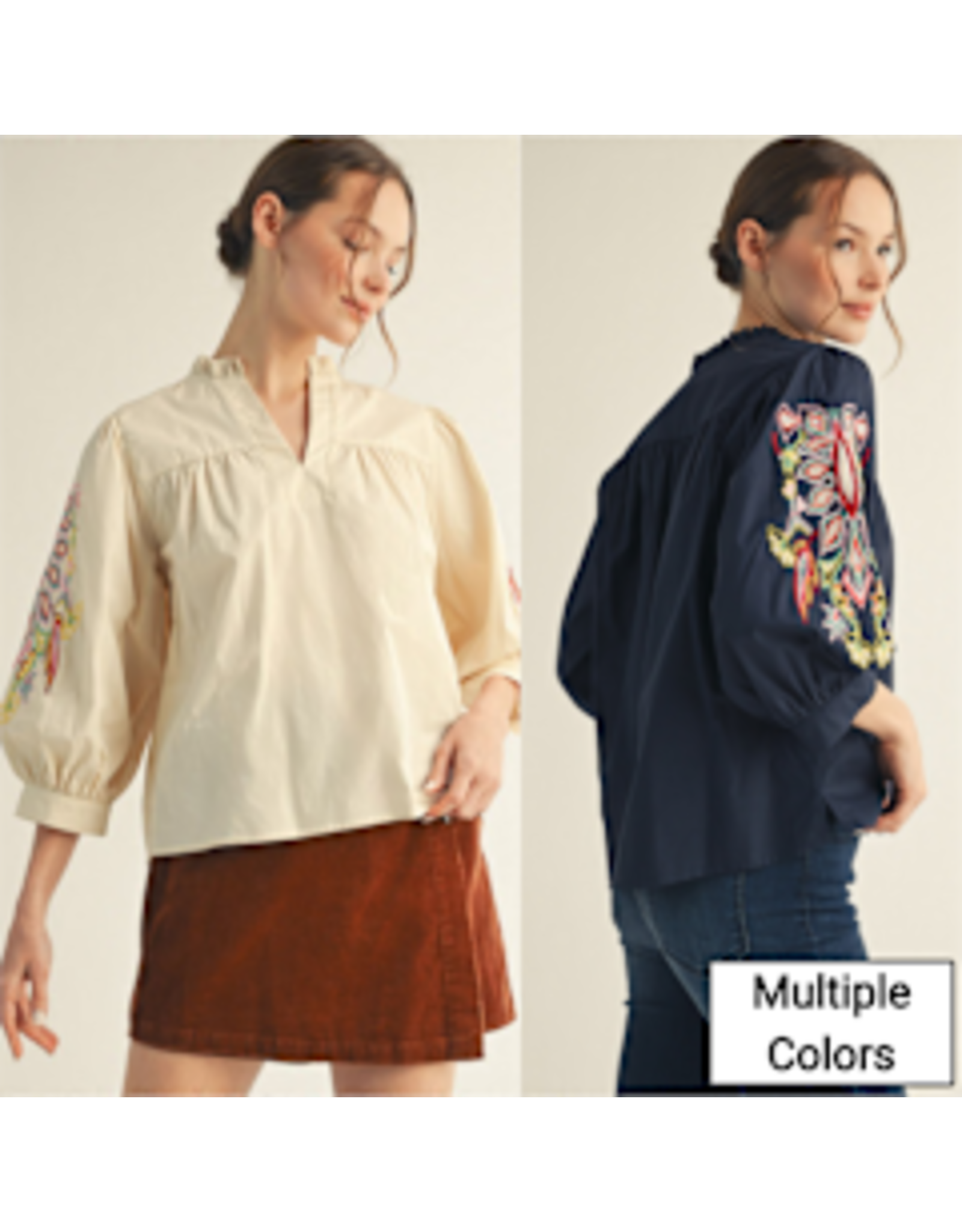 Silvana Embroidered Sleeve Top