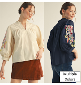 Silvana Embroidered Sleeve Top