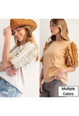 Eli Ruffle Sleeve Mineral Wash Top