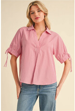 Candy Red Pin-Stripe Top