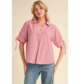 Candy Red Pin-Stripe Top