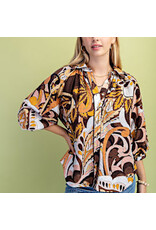 Melia Button Down Raglan Puff Sleeve Top
