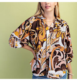Melia Button Down Raglan Puff Sleeve Top