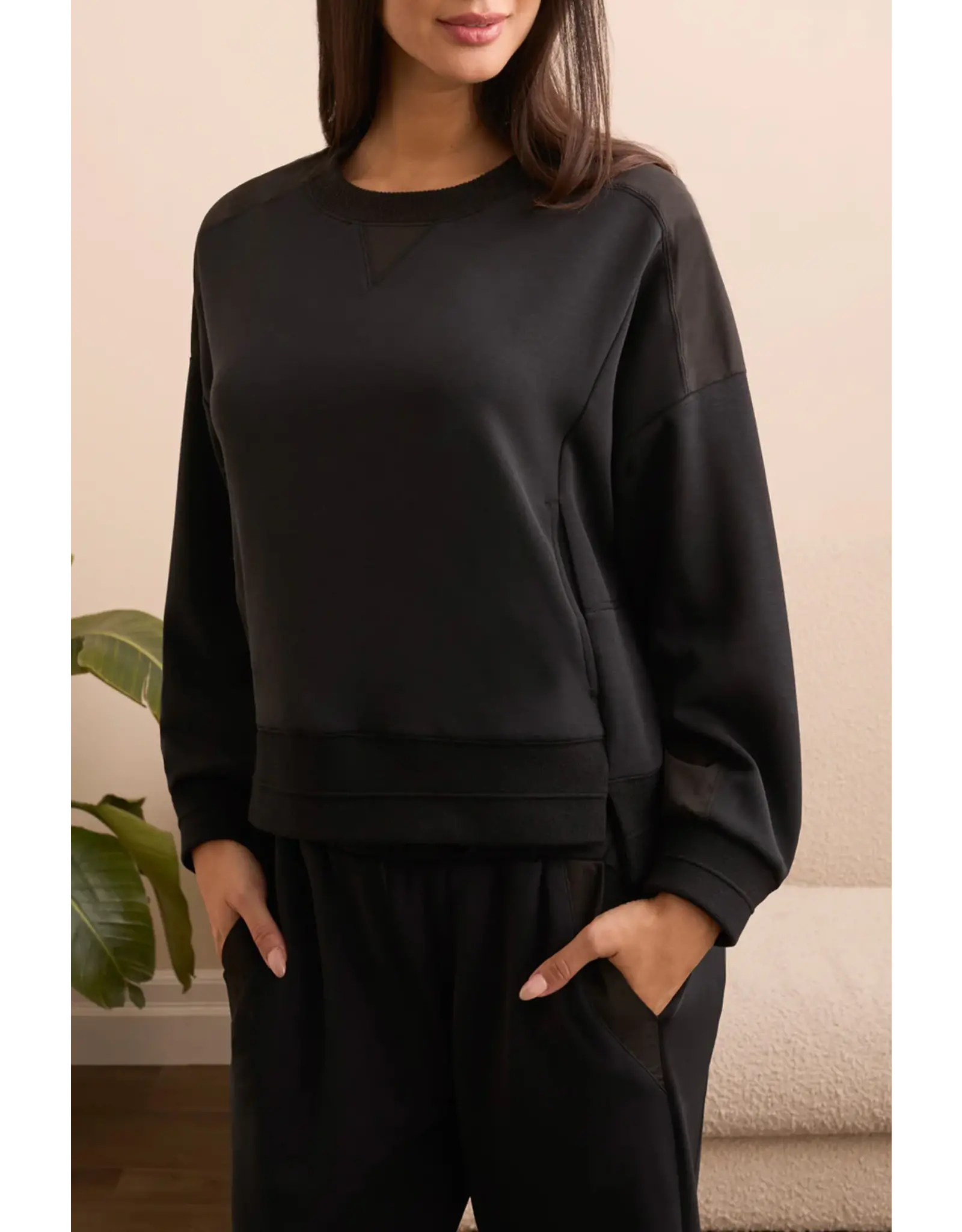 Tribal Tribal Long Sleeve Combo Top with Pockets