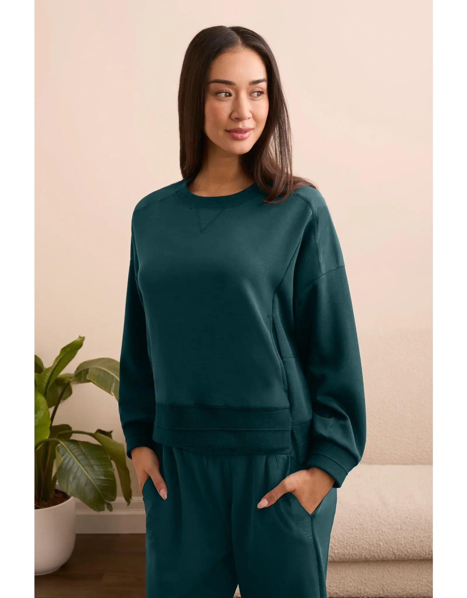 Tribal Tribal Long Sleeve Combo Top with Pockets