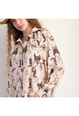 Willa Western Print Satin Top