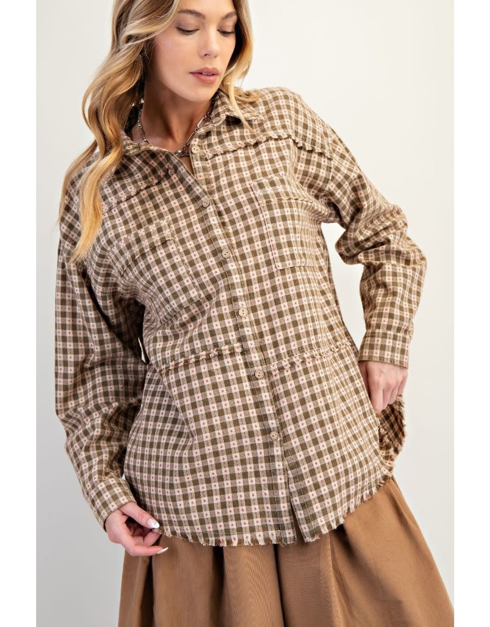 Charlie Check Button Down Washed Shirt