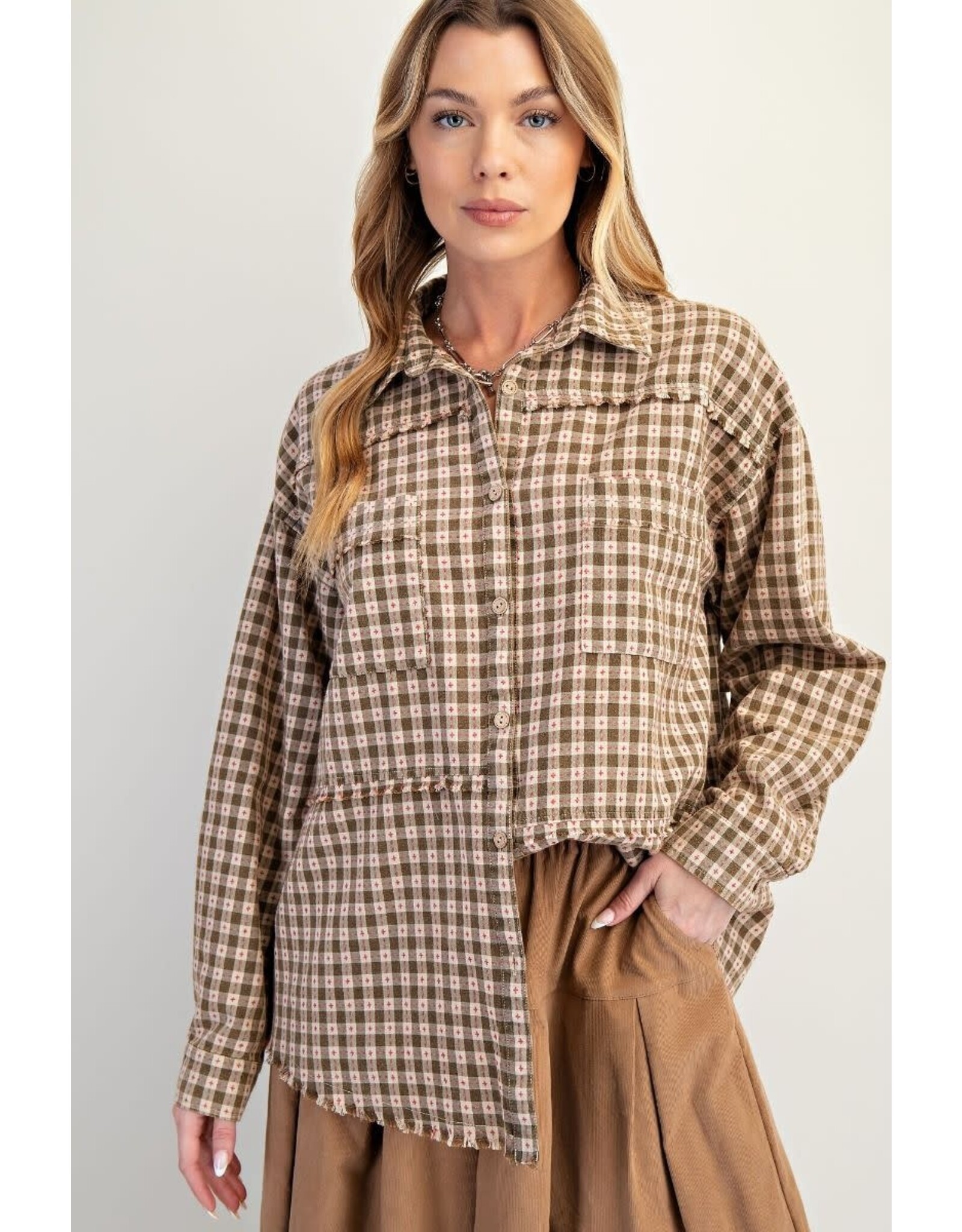 Charlie Check Button Down Washed Shirt