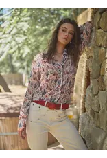 Loretta Western Print Chiffon Button Up Blouse Loretta Western Print Chiffon Button Up Blouse