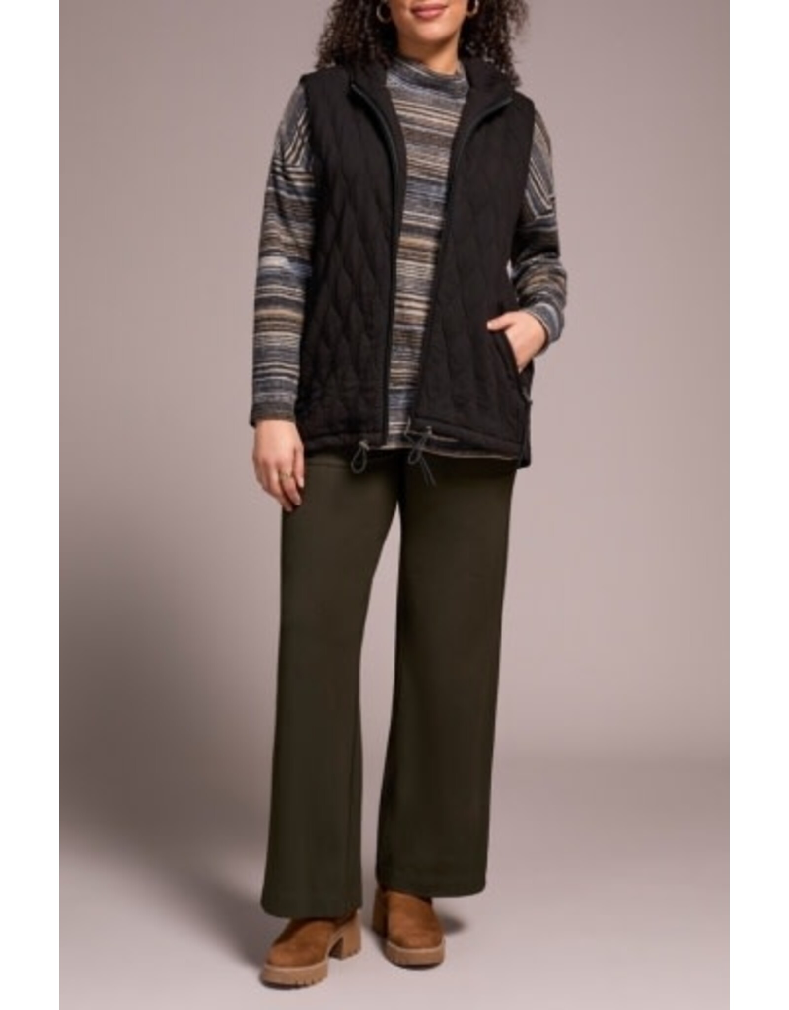 Tribal Tribal Quilted Cotton Long Hooded Vest