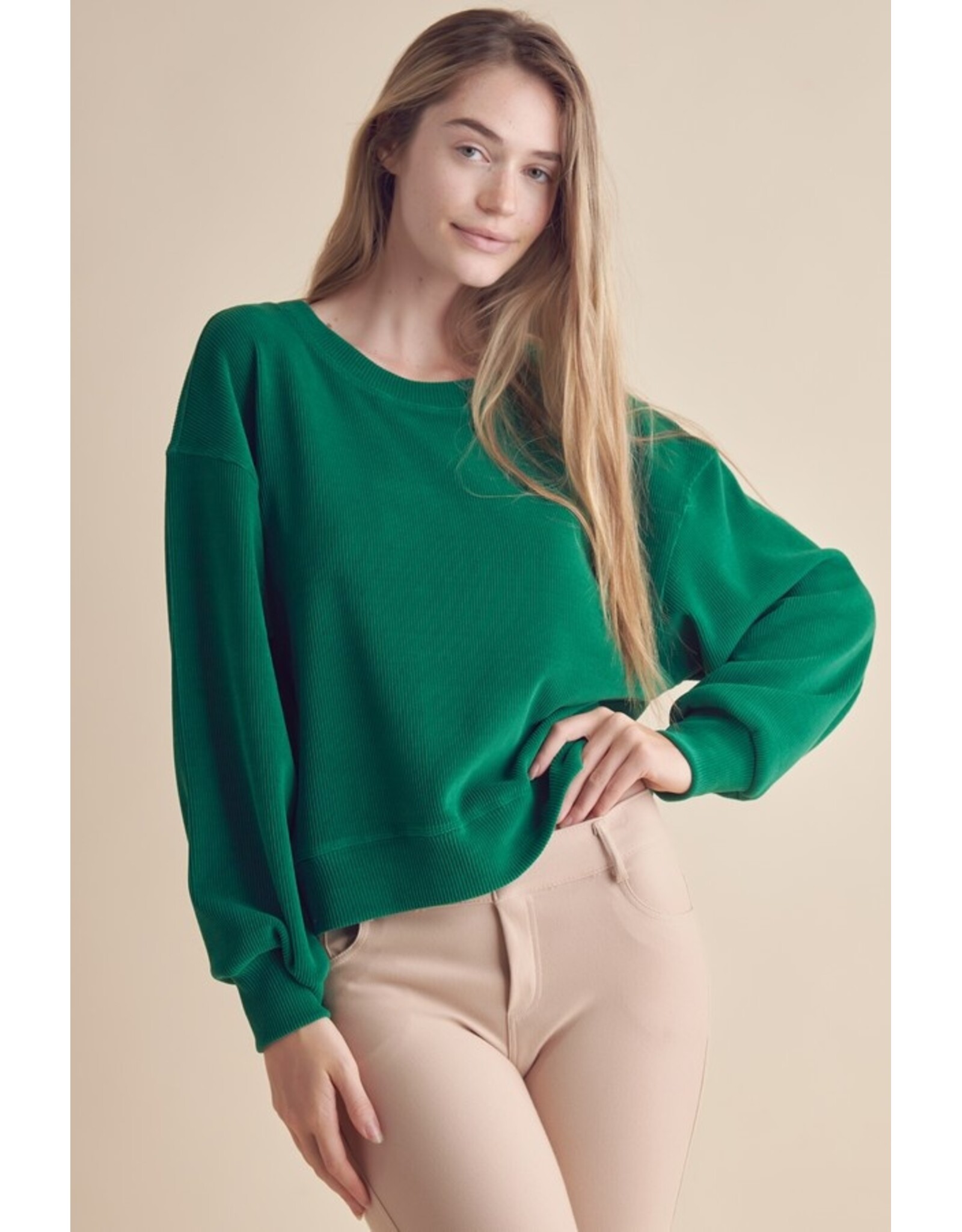 Rachel Relaxed Ribbed Corduroy Long Sleeve Top