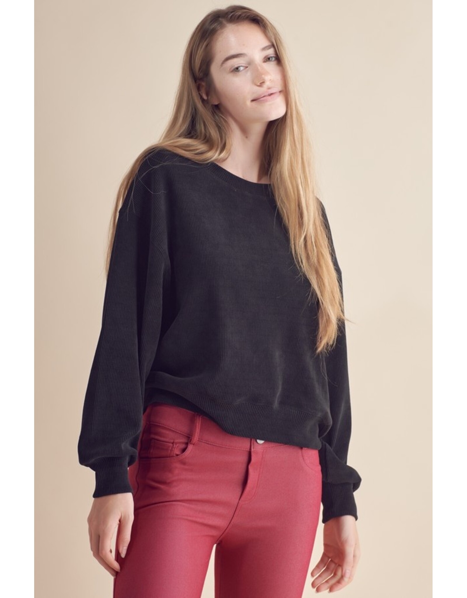Rachel Relaxed Ribbed Corduroy Long Sleeve Top