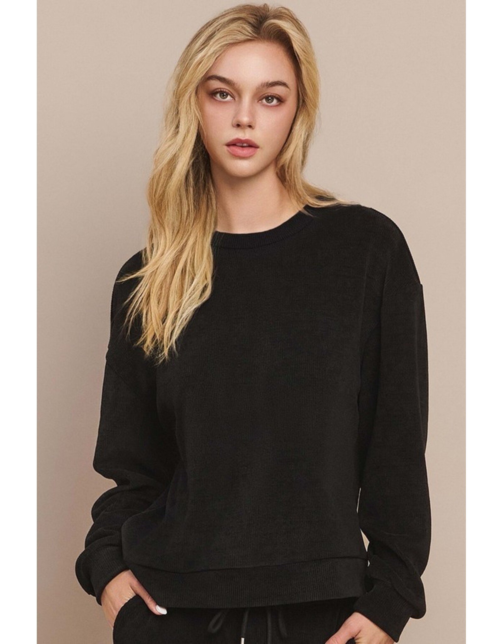 Rachel Relaxed Ribbed Corduroy Long Sleeve Top