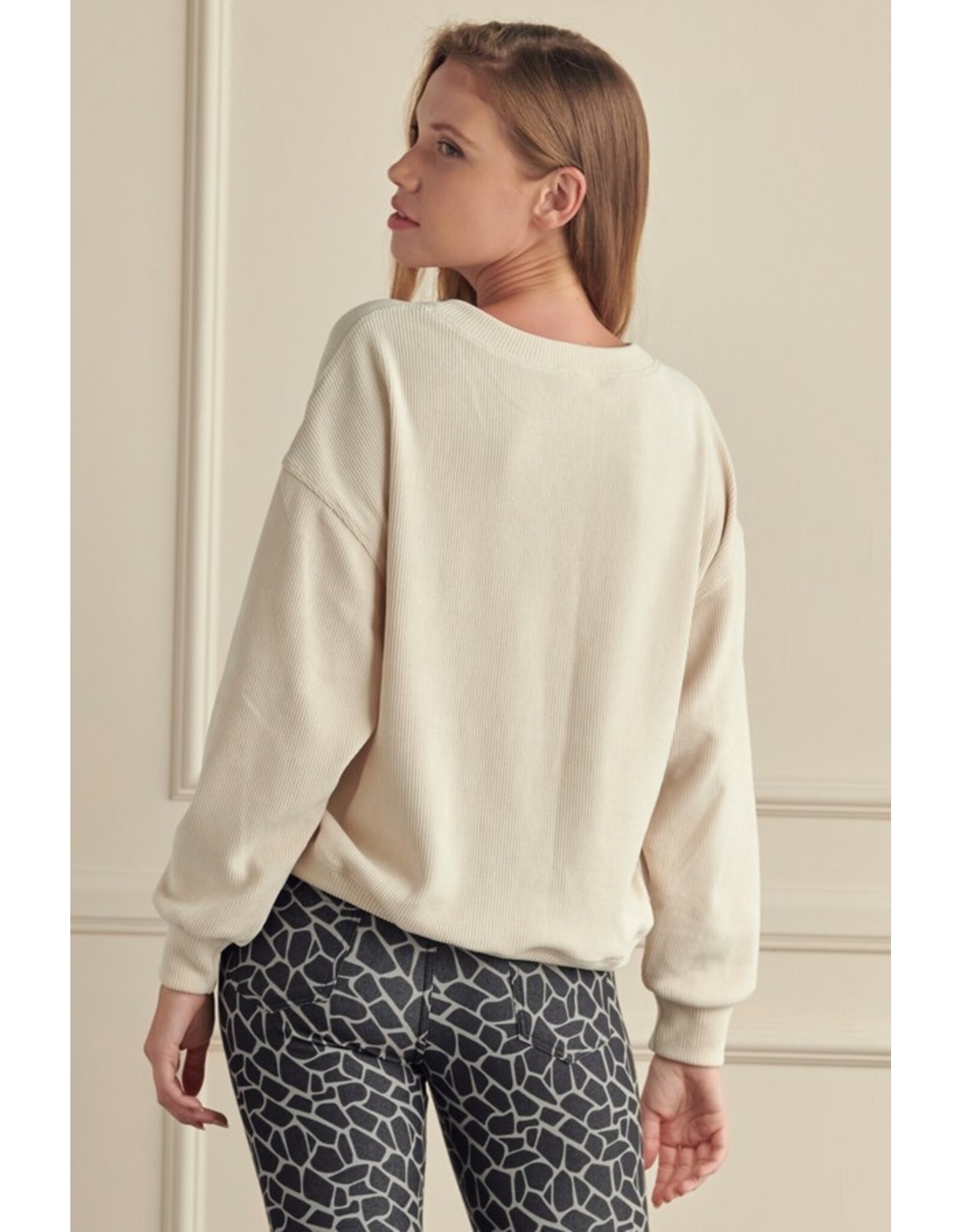 Rachel Relaxed Ribbed Corduroy Long Sleeve Top