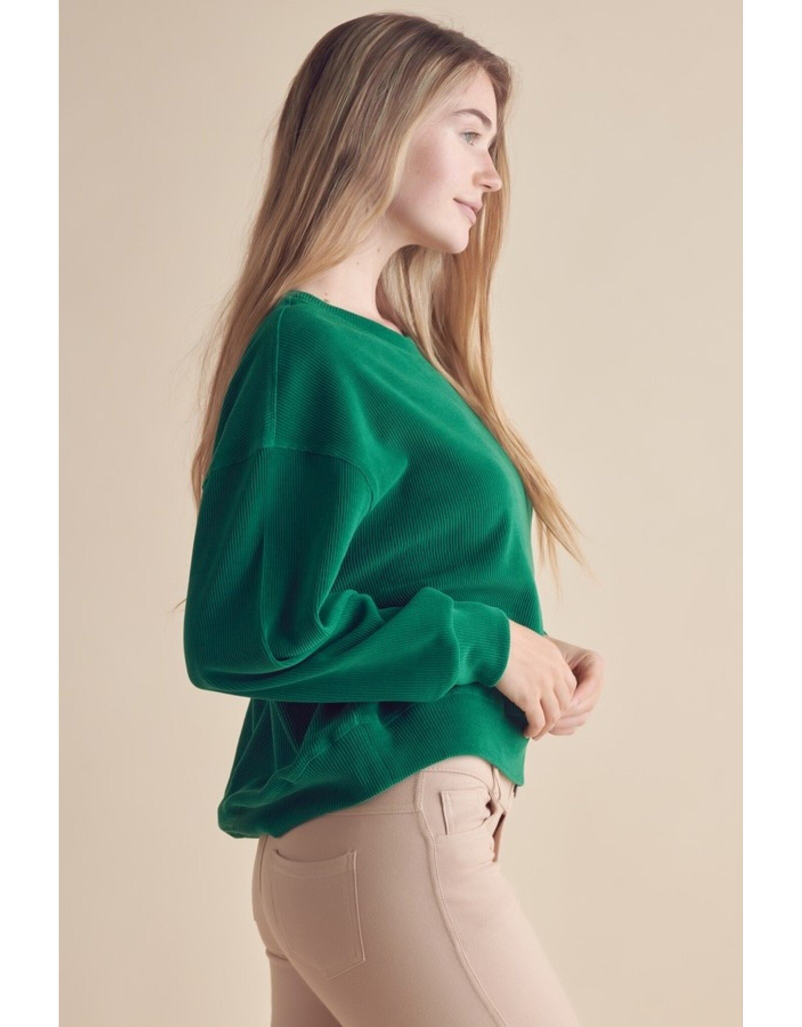 Rachel Relaxed Ribbed Corduroy Long Sleeve Top
