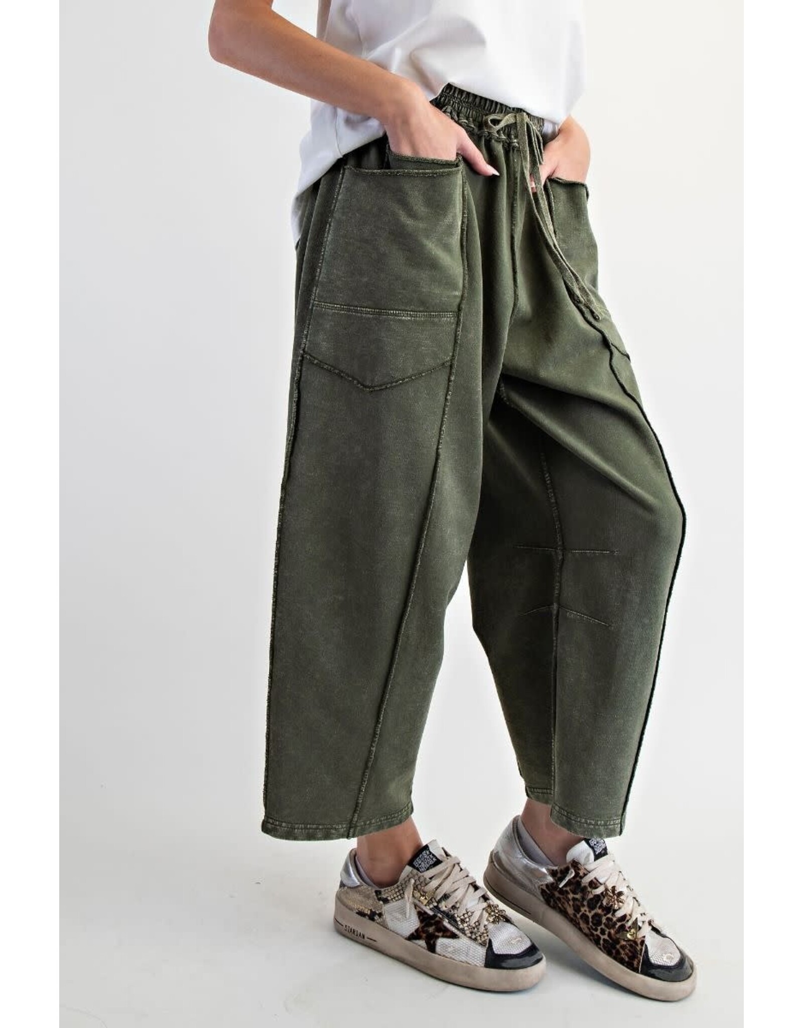 Marsha Mineral Washed Terry Knit Barrel Pants