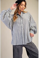 Sara Striped Button Down Loose Fit Shirt