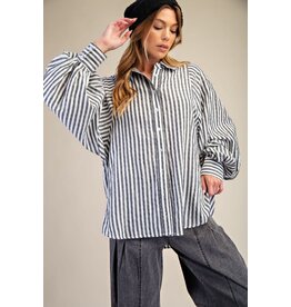 Sara Striped Button Down Loose Fit Shirt