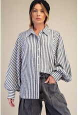 Sara Striped Button Down Loose Fit Shirt