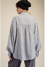 Sara Striped Button Down Loose Fit Shirt