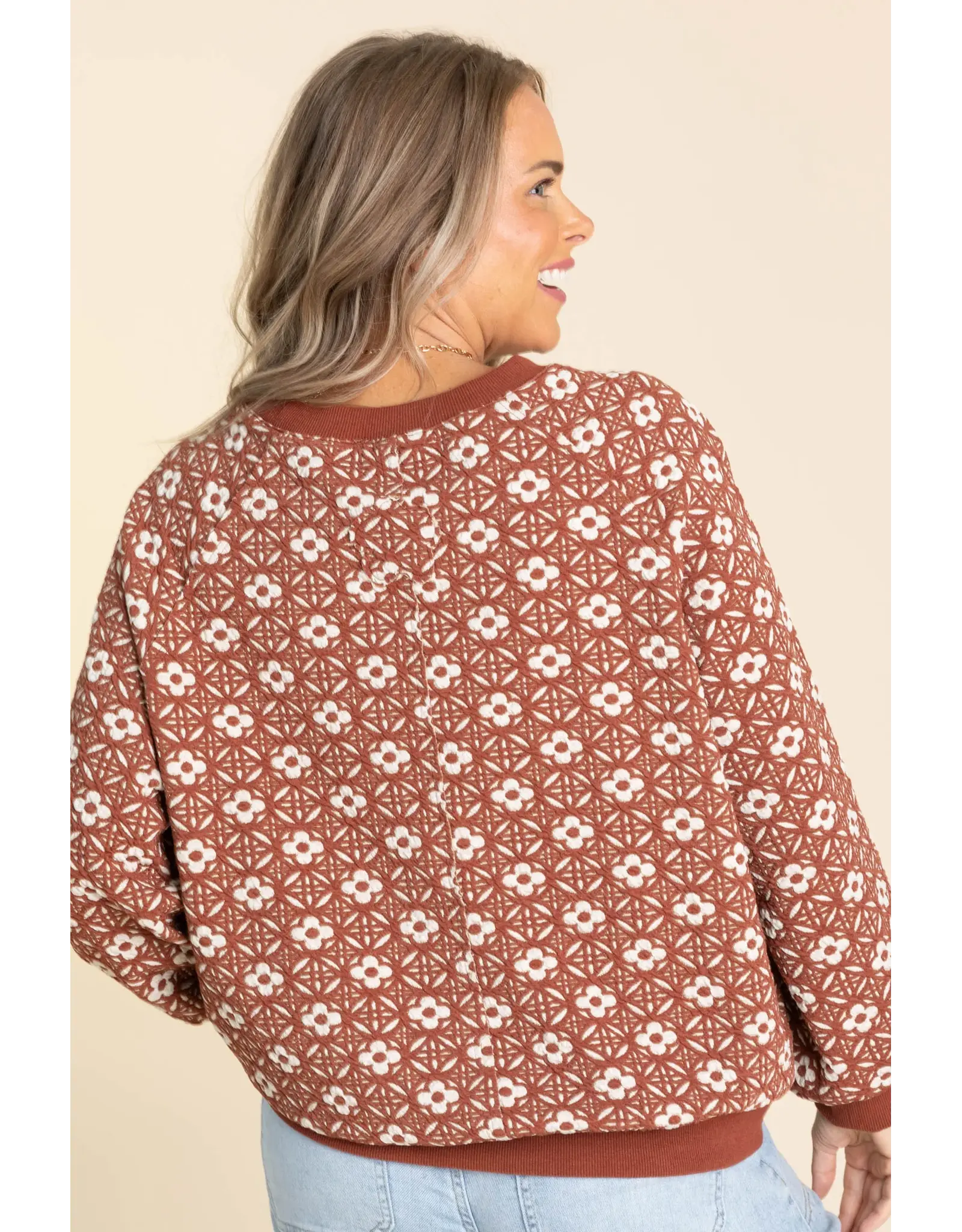 Mallory Floral Jacquard Crew Neck Pullover