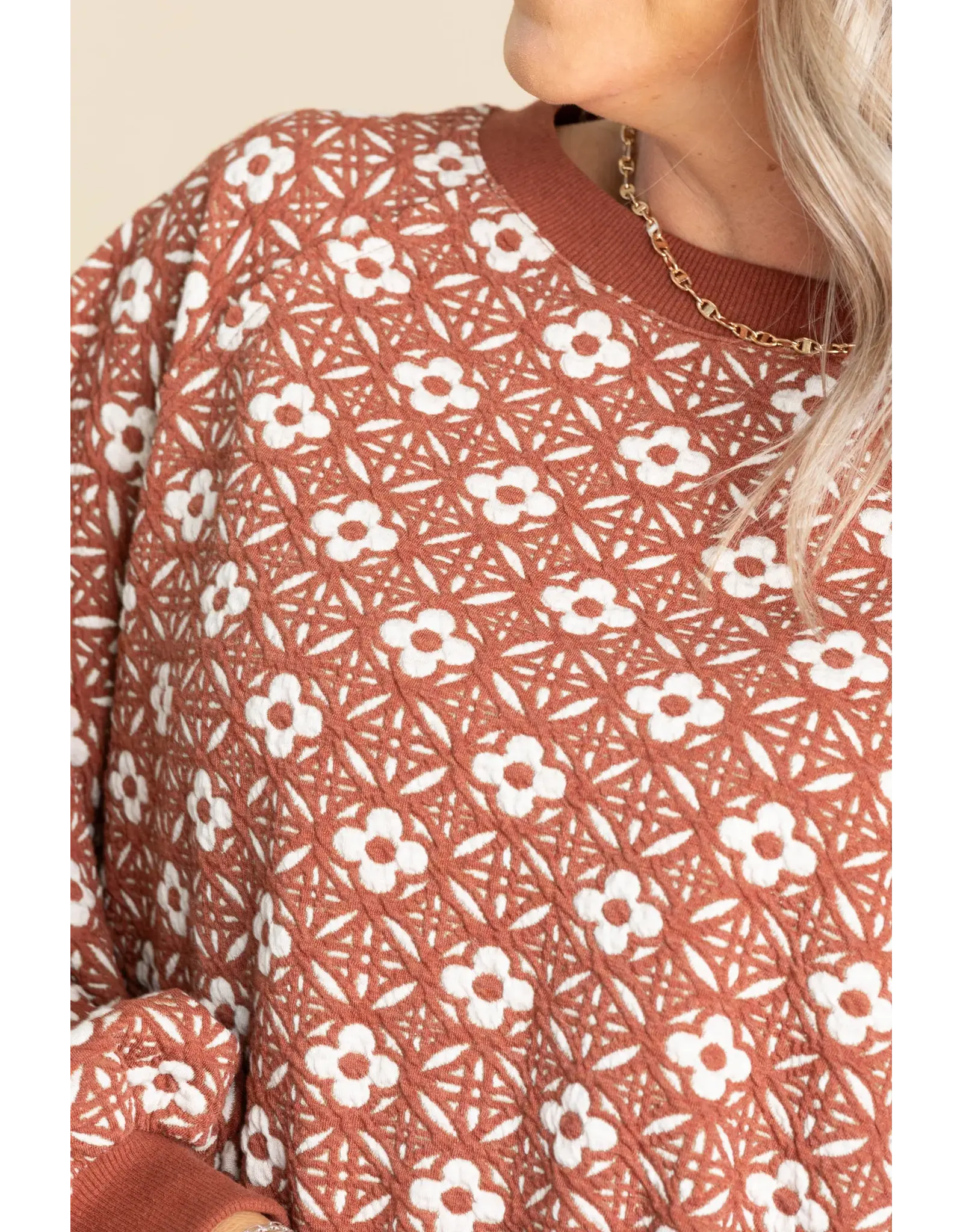 Mallory Floral Jacquard Crew Neck Pullover