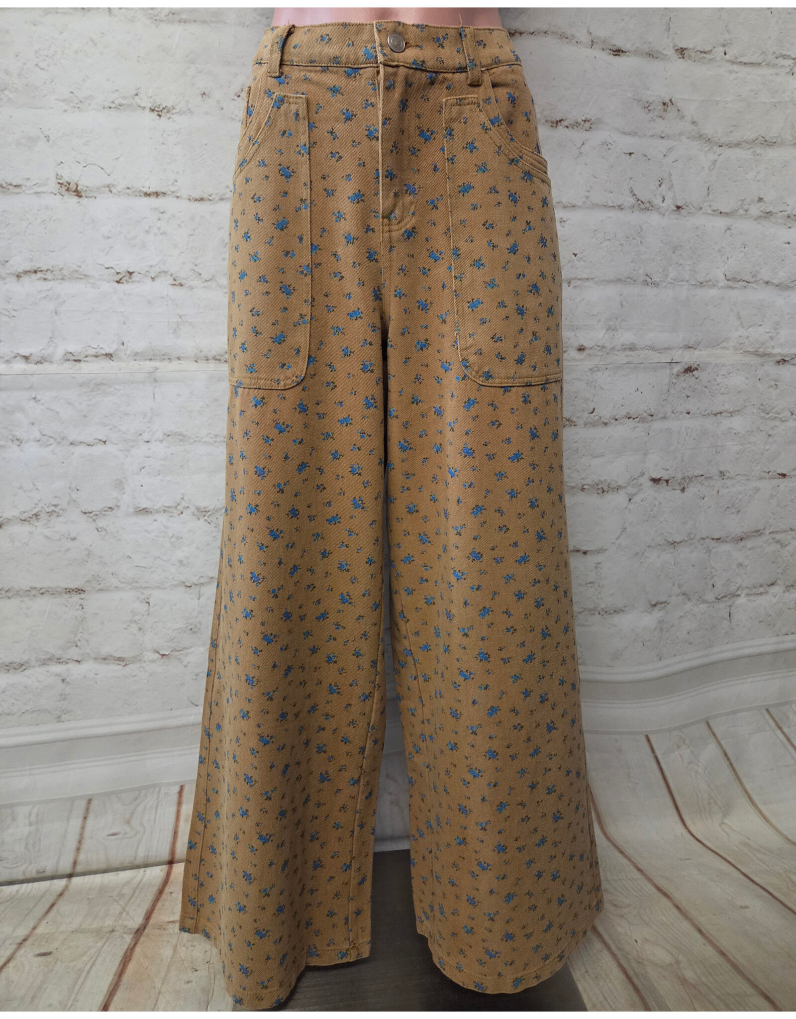 Nikki Floral Printed Washed Stretch Twill Pant