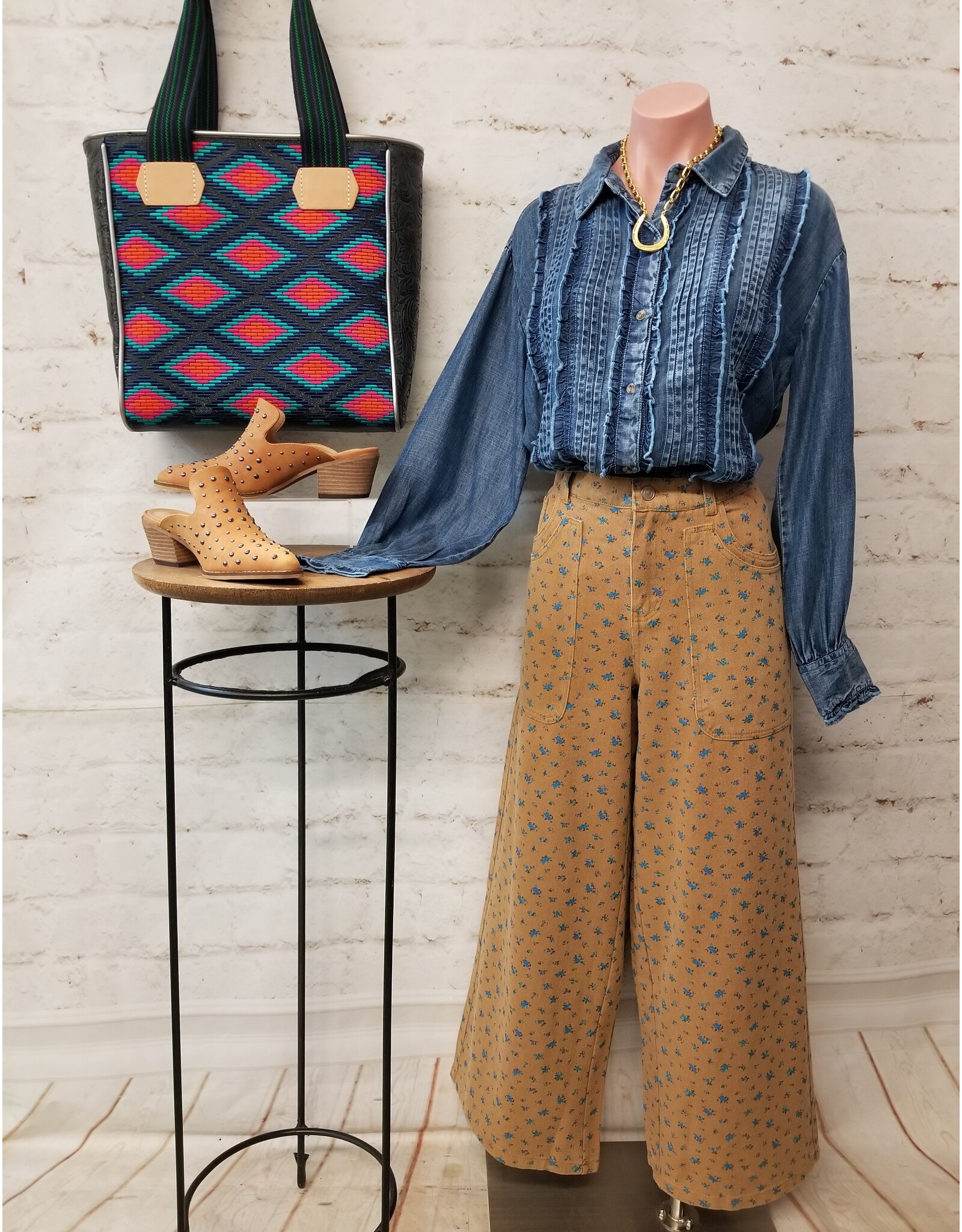 Nikki Floral Printed Washed Stretch Twill Pant