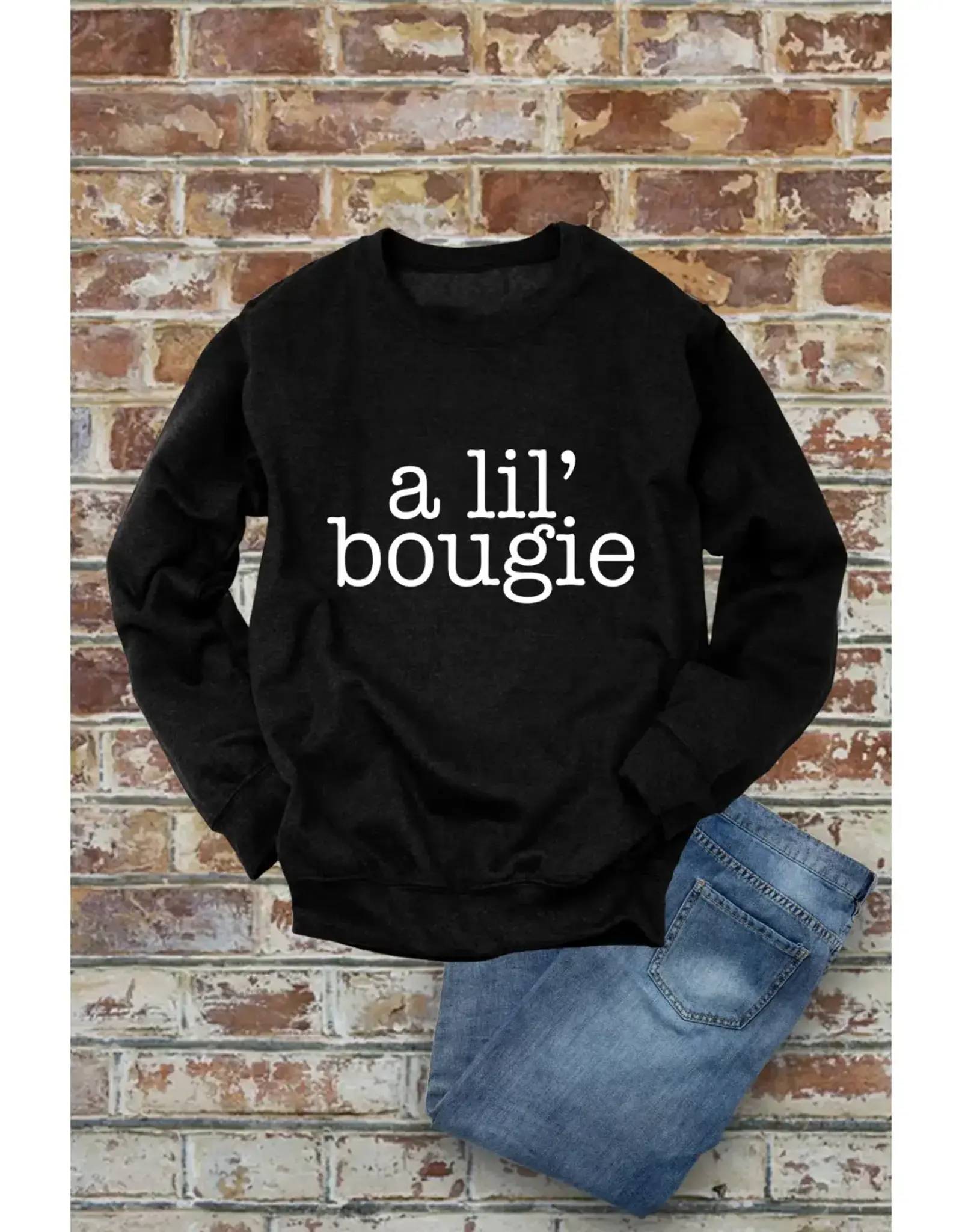 A Lil' Bougie Black Crewneck Fleece Sweatshirt