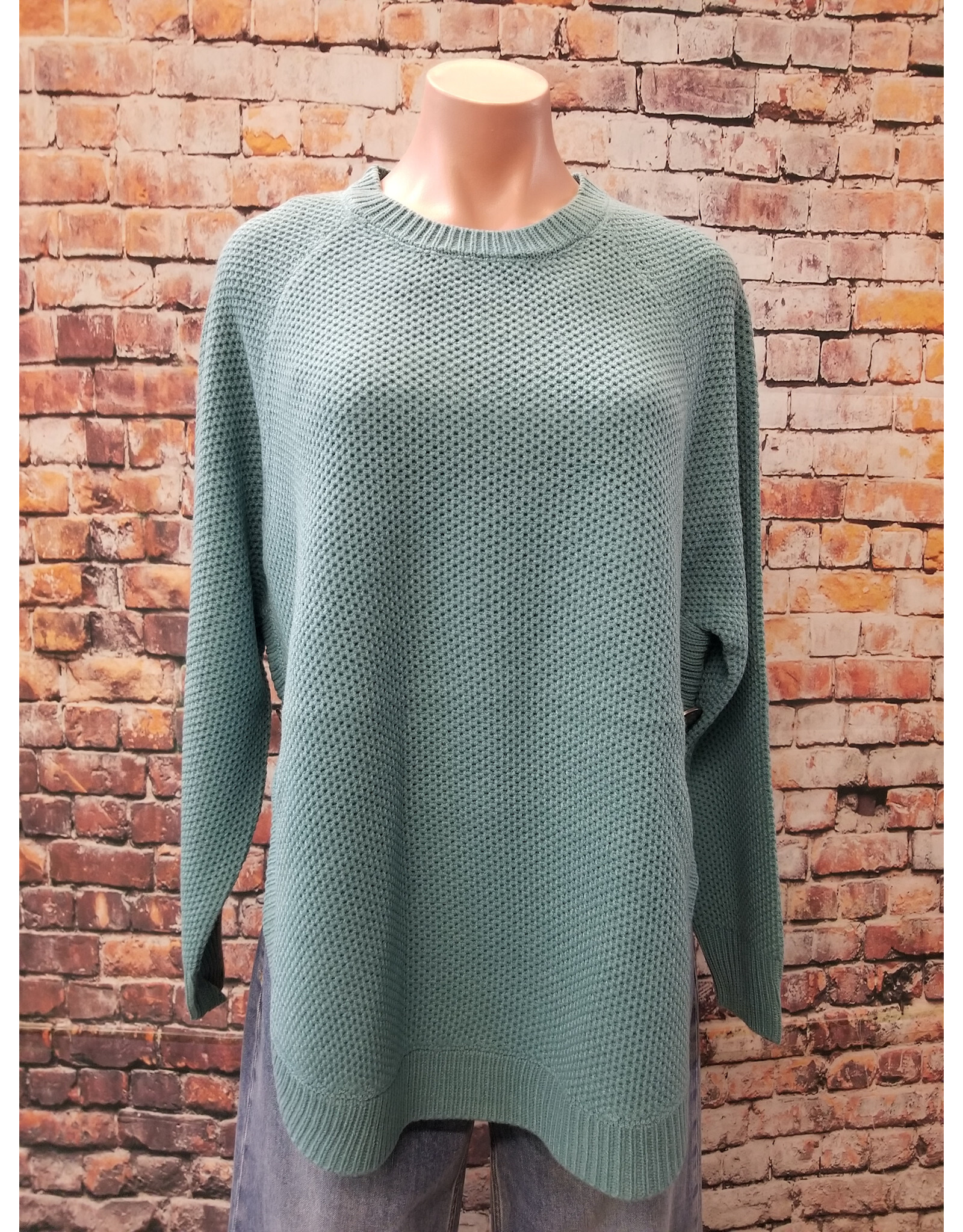 Aqua Round Bottom Buffalo Nickel Sweater