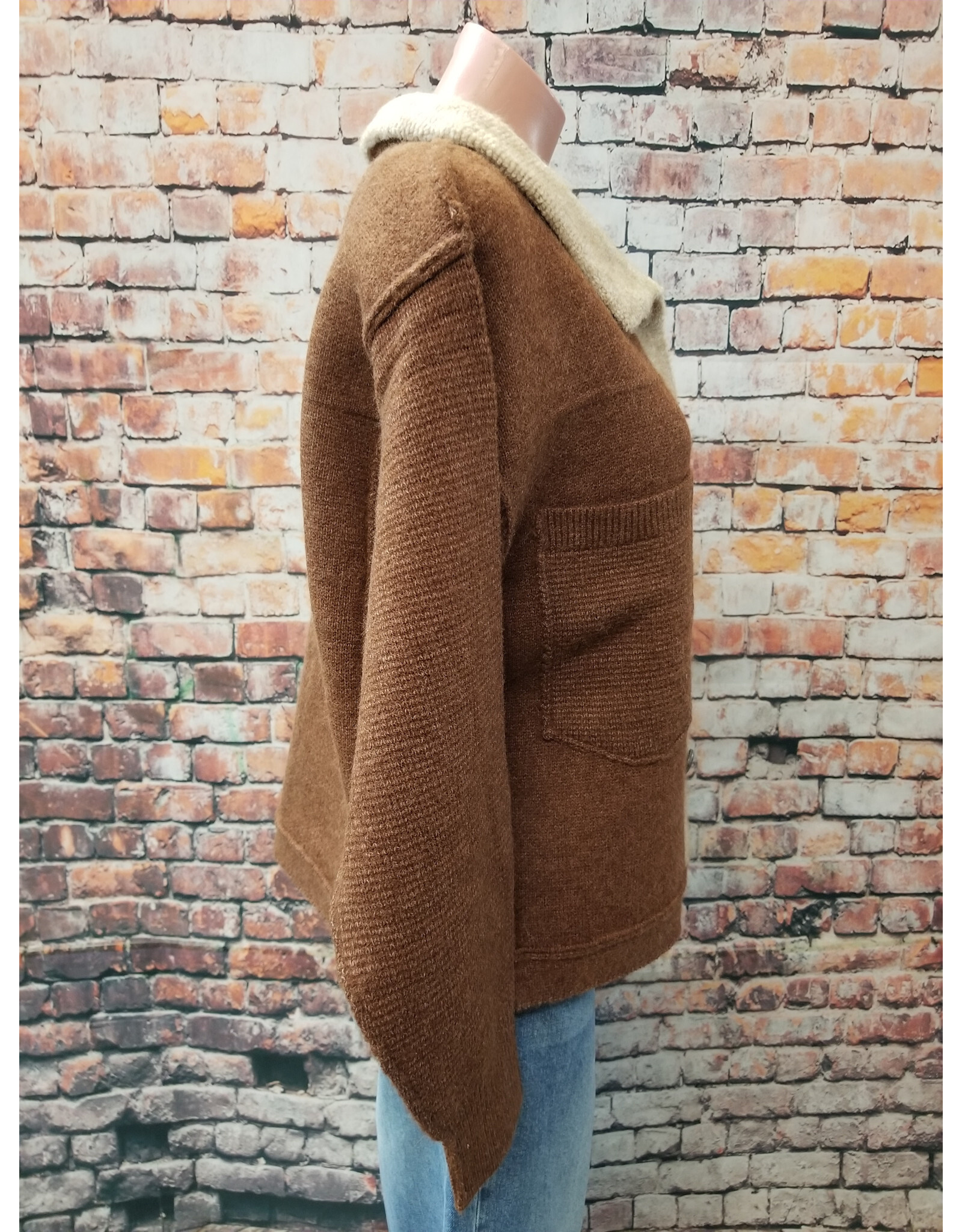Rust Cropped Cardigan Concho Button