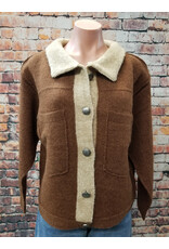 Rust Cropped Cardigan Concho Button