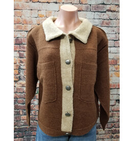Rust Cropped Cardigan Concho Button