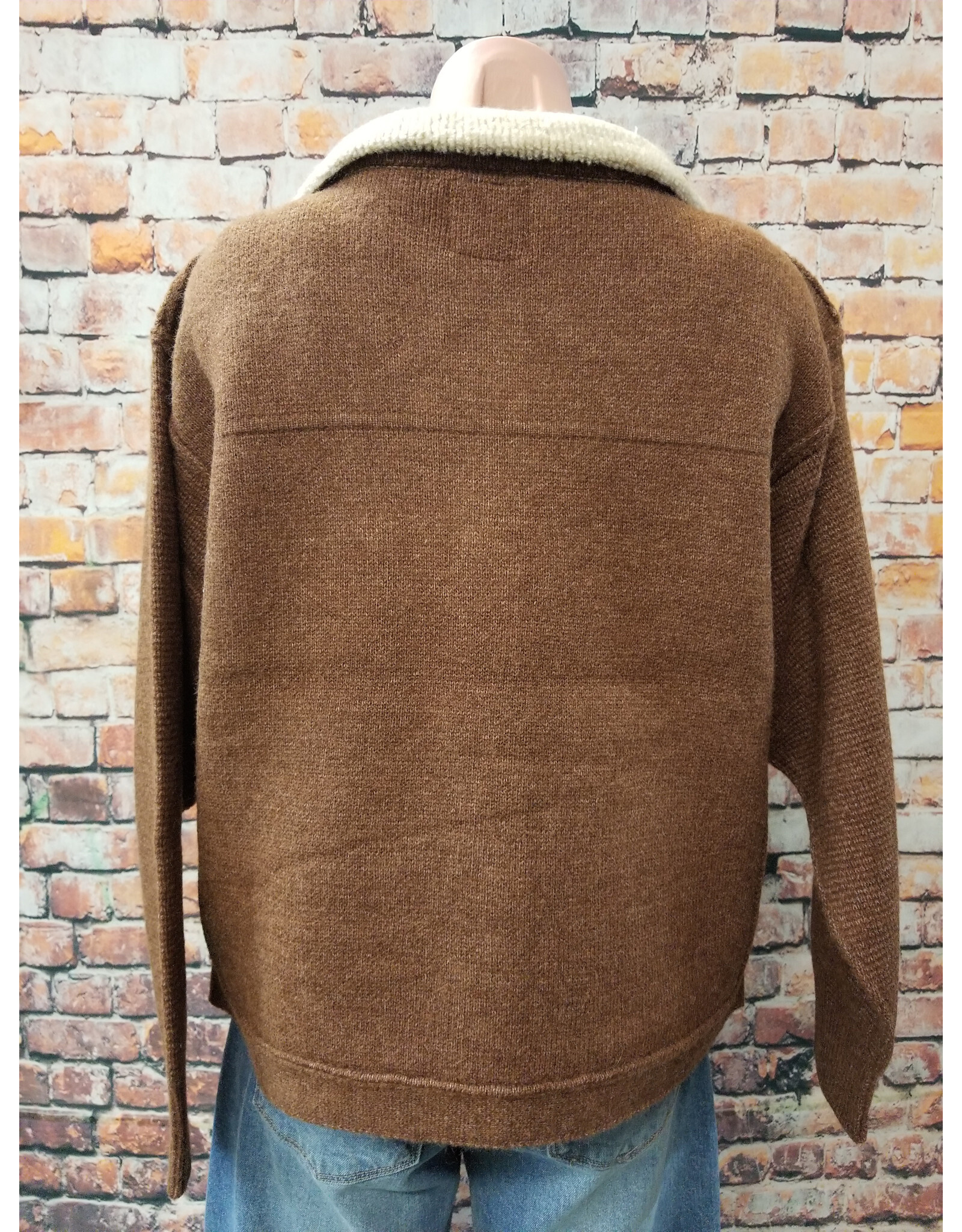 Rust Cropped Cardigan Concho Button