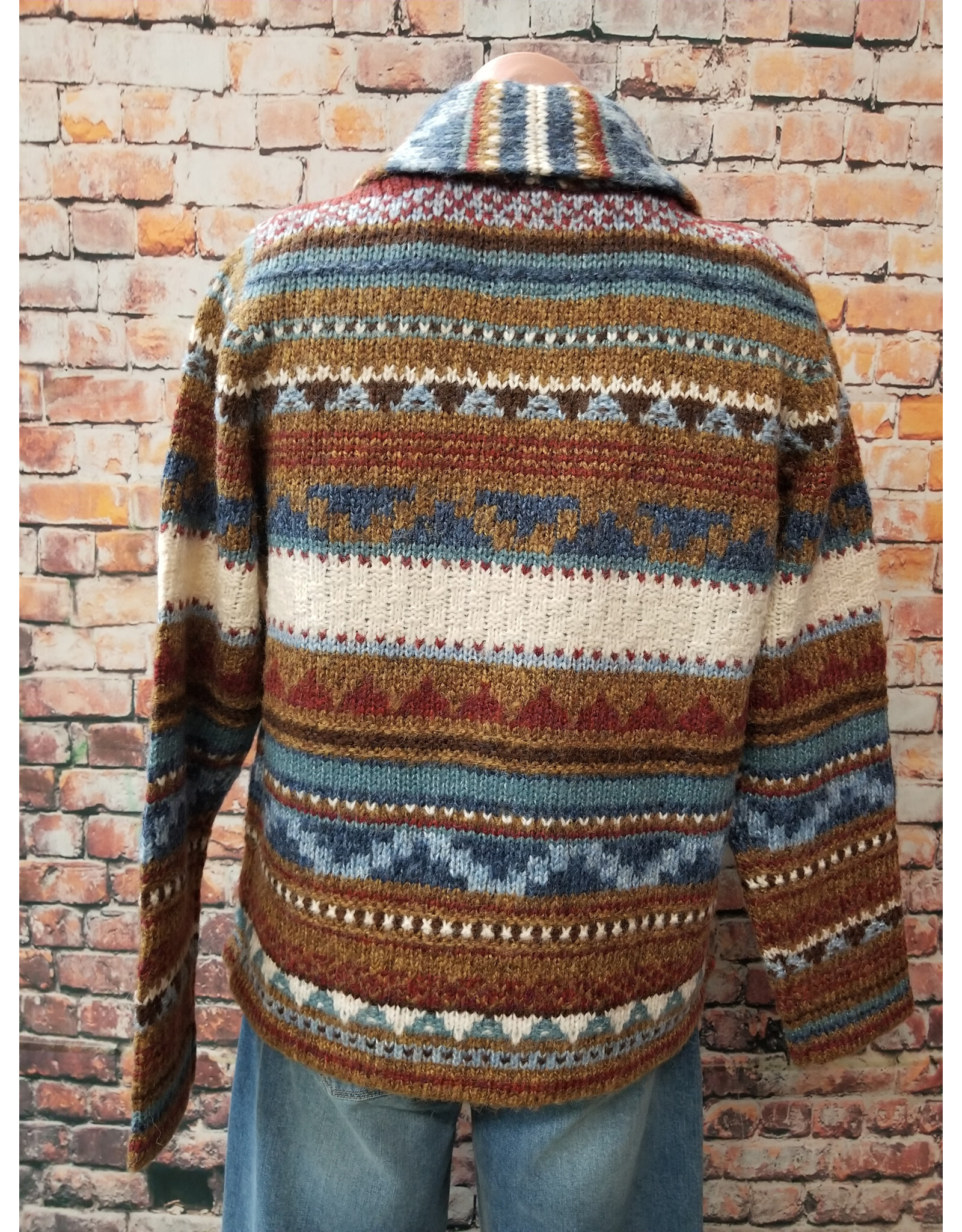 Vintage Cardigan Indian Button Leather Tas