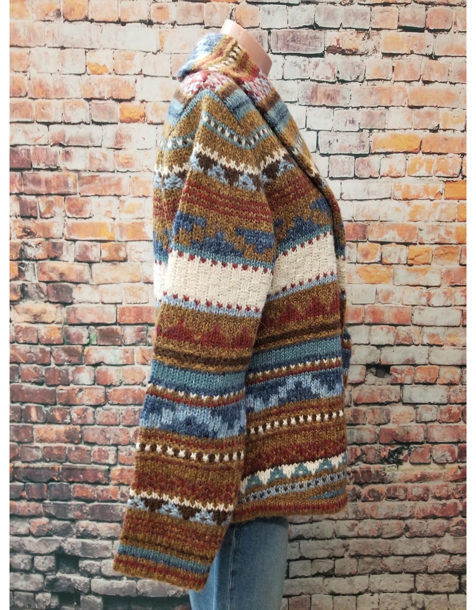 Vintage Cardigan Indian Button Leather Tas