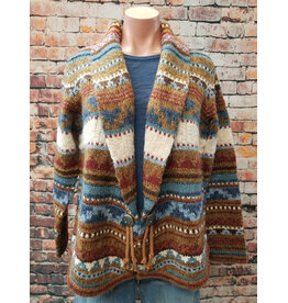 Vintage Cardigan Indian Button Leather Tas
