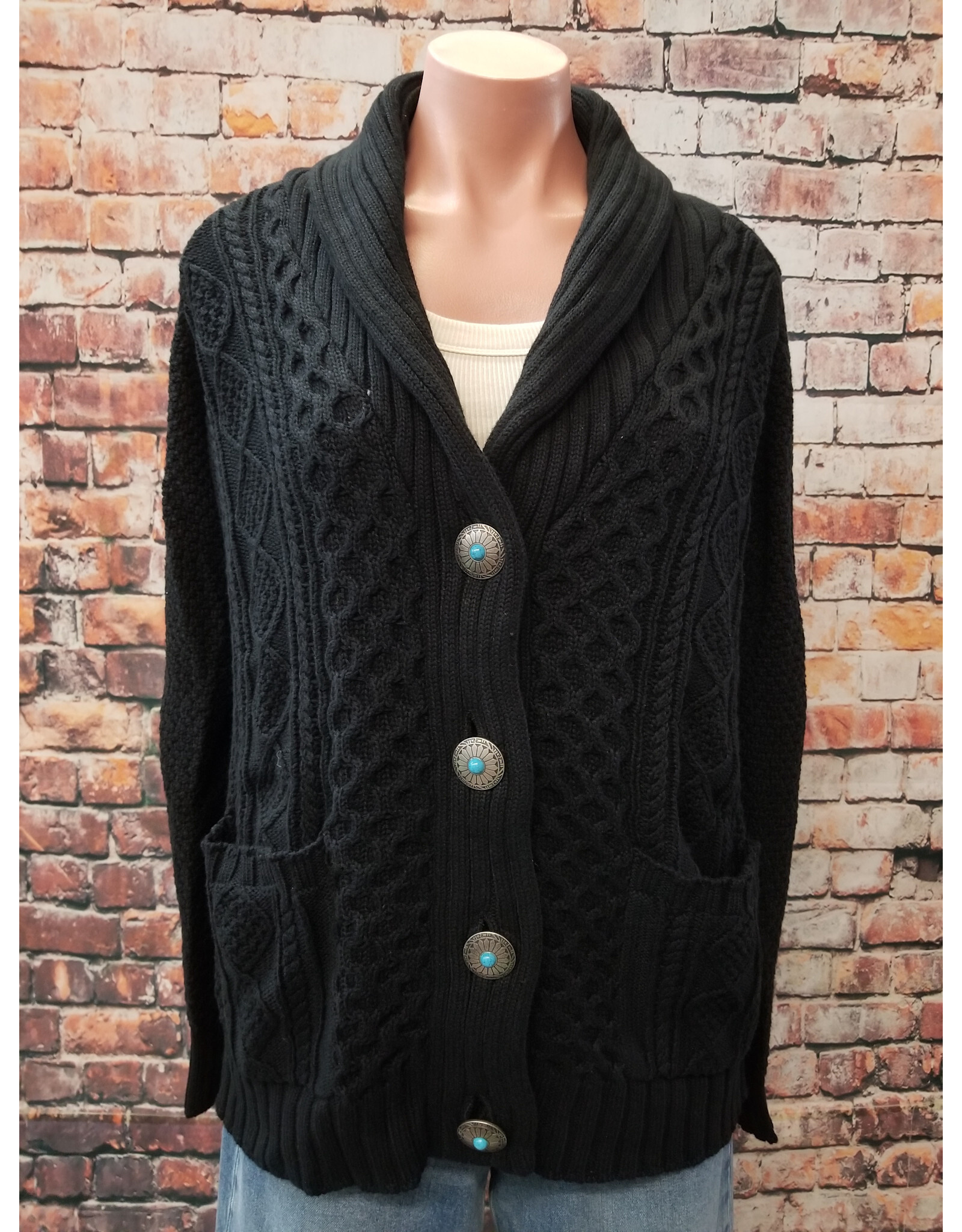 Candace Cable Carigan Silver Button