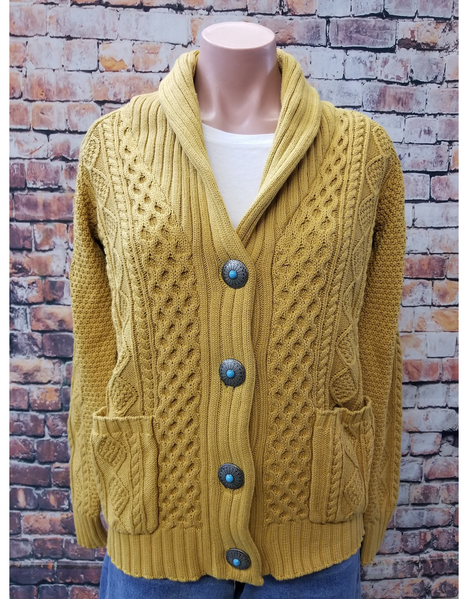 Candace Cable Cardigan Silver Button