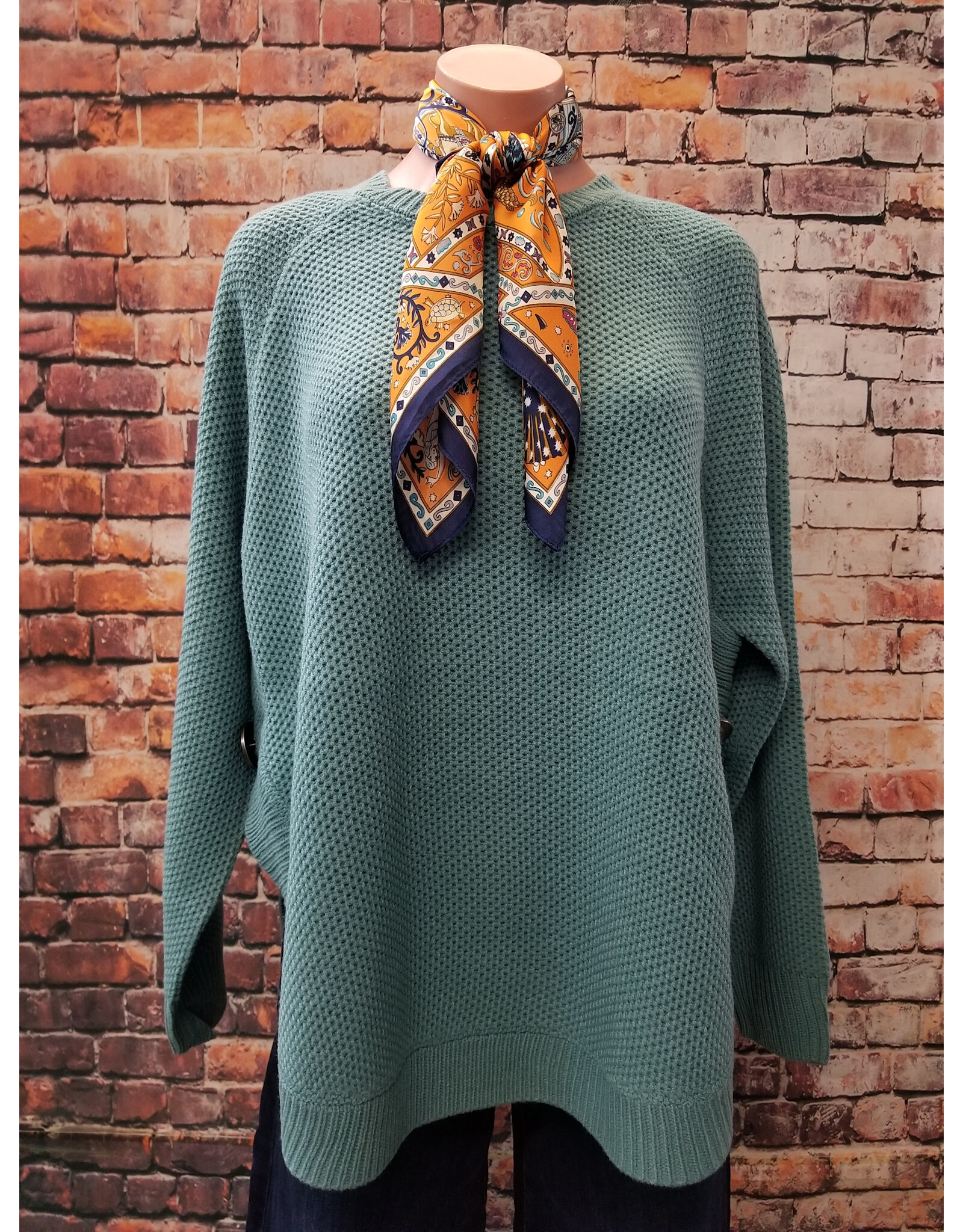 Aqua Round Bottom Buffalo Nickel Sweater