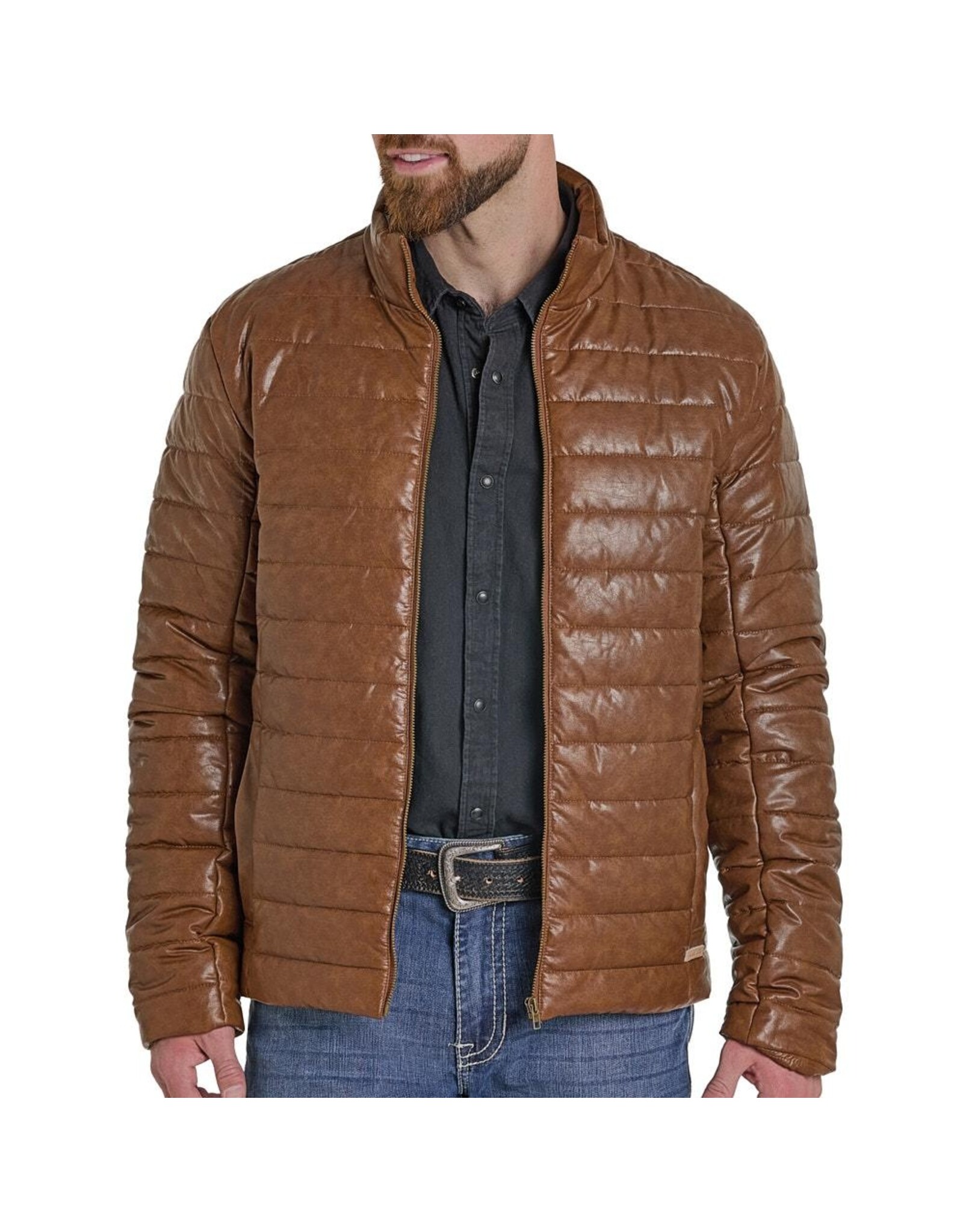 Panhandle Panhandle Mens Faux Leather Puffer Coat