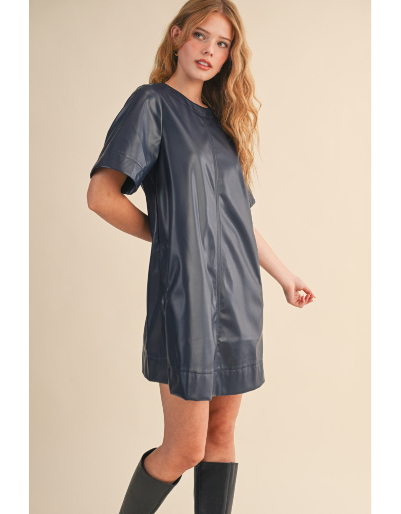 Indie Indigo Blue Leatherette Dress