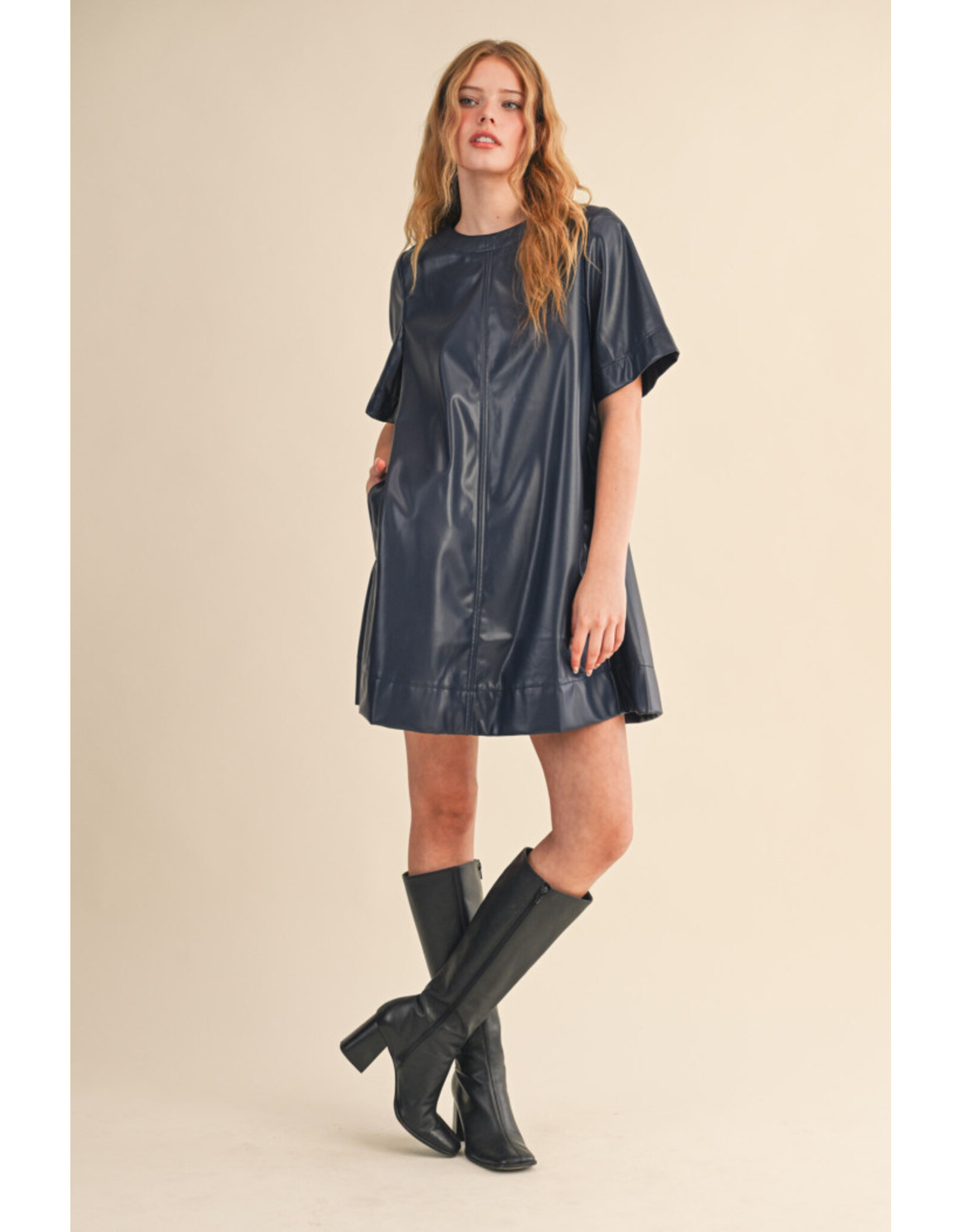 Indie Indigo Blue Leatherette Dress